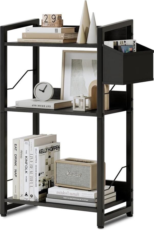 Inovra Industriële Boekenplank met Drie Niveaus voor Woonkamer Kantoor en Slaapkamer