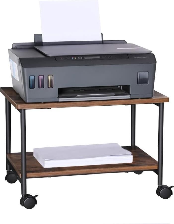 Inovra Industriële Printertafel met Verrijdbare Wielen en Twee Opslagniveaus voor Kantoor