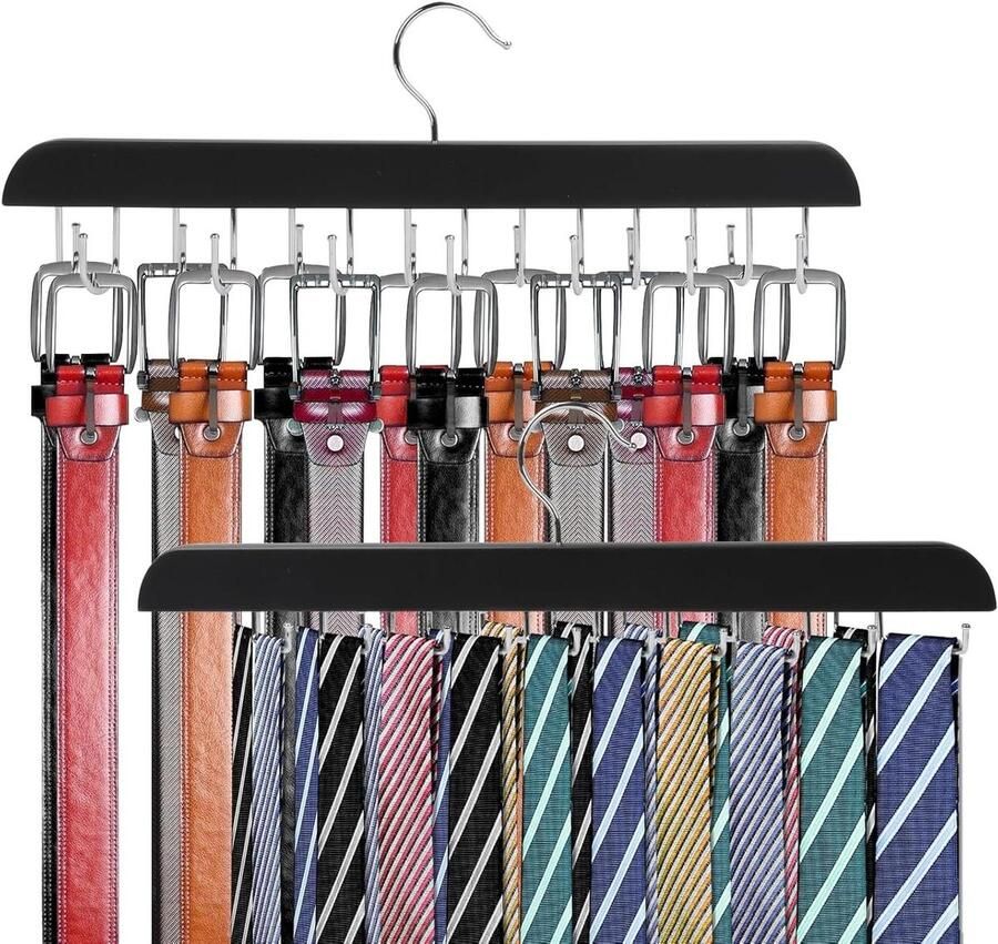Inovra Kledingkast riemhouder met draaibare stropdassenhouders 2 stuks Multifunctionele opslag Kastorganizer voor sjaals riemen en meer