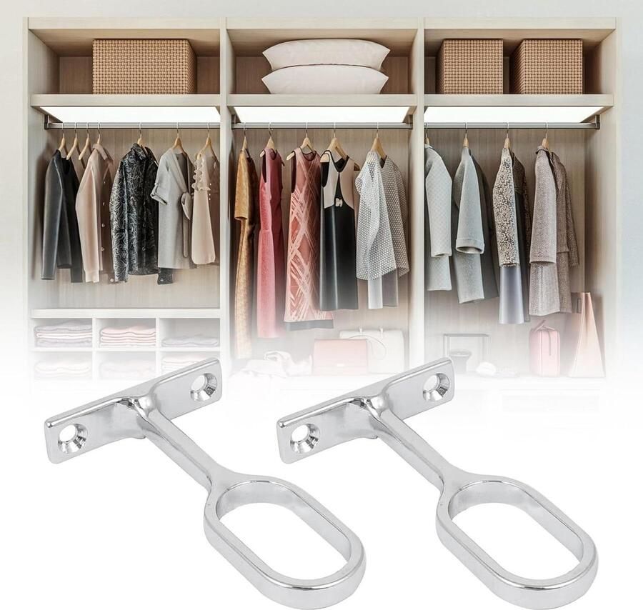 Inovra Kledingstanghouder Flensstanghouder Zinklegering Kledingkast 2 stuks
