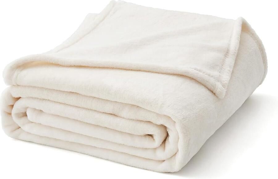 Inovra Knuffeldeken Fluffy deken Fleece deken Bankdeken Fluffy sprei Microvezel sprei Bankdeken voor bed Bank Slaapkamer Kantoor 130 x 150 cm Wit