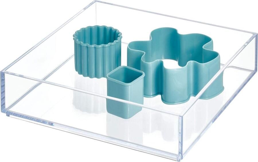 Inovra Lade-organizer grote kunststof lade-inzet voor bestek en ander keukengerei transparant klein 8 x 8