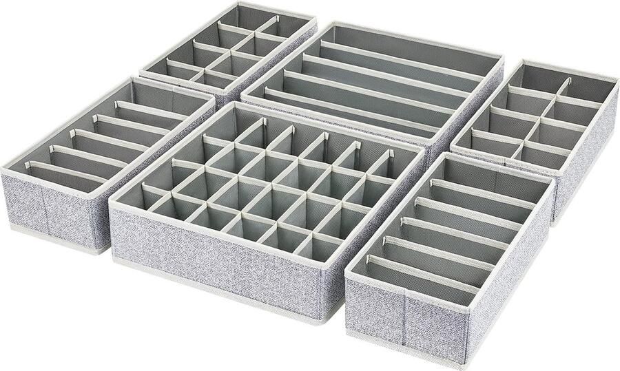 Inovra Lade-organizer Set van 6 Stuks voor Kleding en Accessoires in Grijs