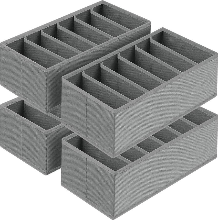 Inovra Lade-organizer voor Kast met 6 Vakjes Set van 4 in Donkergrijs