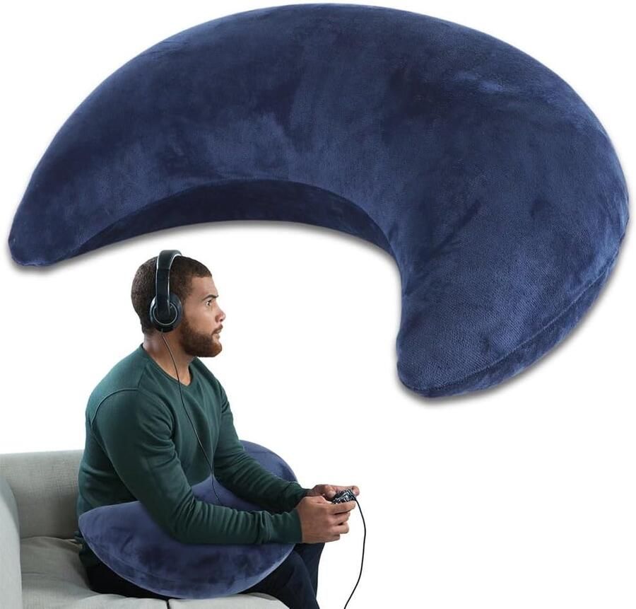 Inovra Leeskussen gamingkussen ergonomisch opblaasbaar armsteunkussen voor lange gamesessies gaming-schotkussen biedt pols- en elleboogondersteuning boekenkussen om te lezen in bed blauw