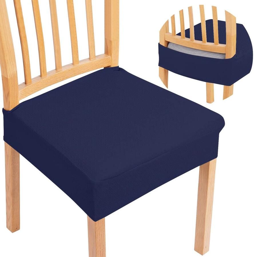 Inovra Marineblauwe Stretchbare Stoelhoezen Set van Twee voor Eetkamerstoelen Wasbaar en Antislip Ontwerp