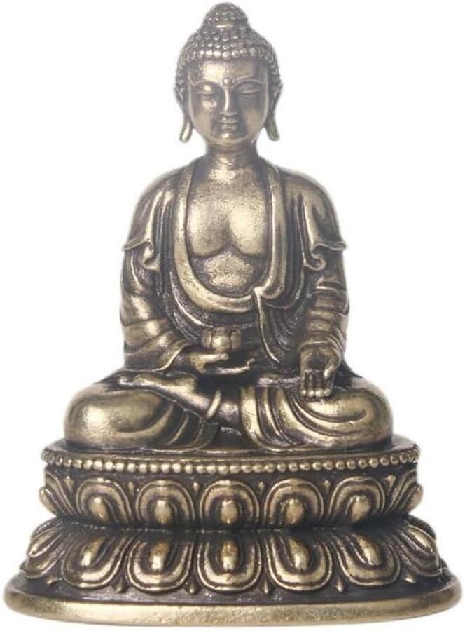 Inovra Messing Boeddha beeldje voor buitendecoratie en interieur Vintage Boeddha decoratie figuur Retro Boeddhabeeld Bureau ornamenten in oud bronzen stijl
