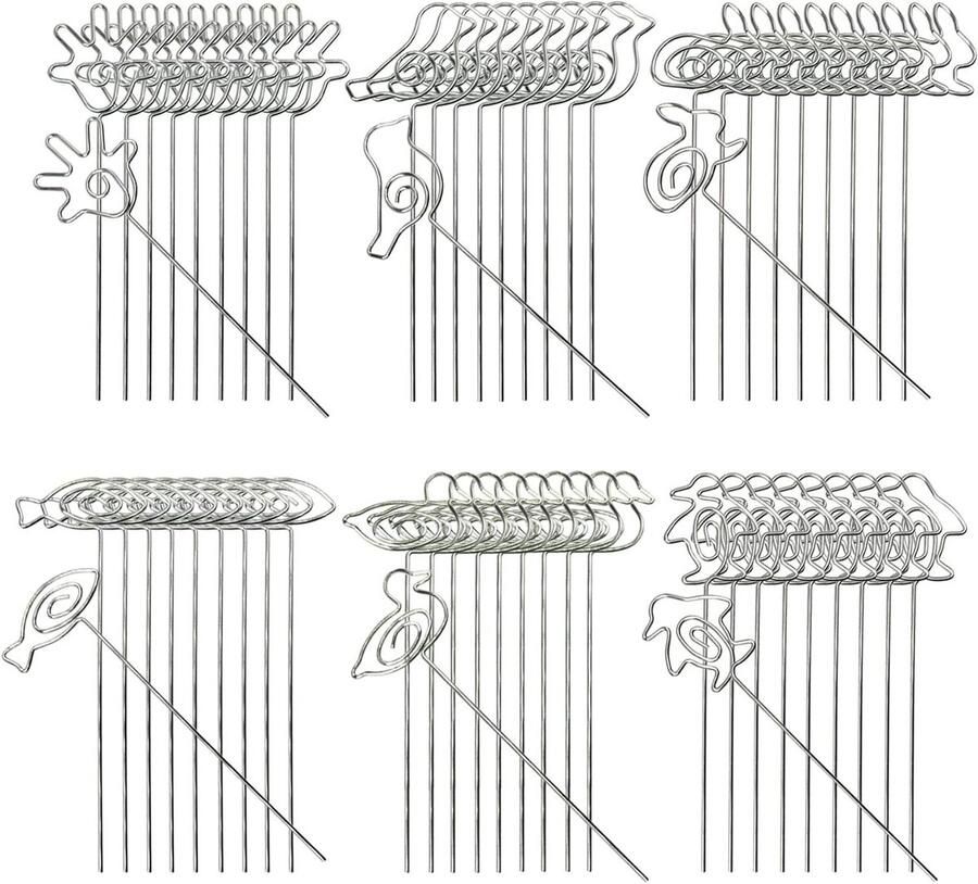 Inovra Metalen Draden Memo Clip en Kaarthouders voor Bruiloft Decoratie Set van 60 Stuks in 6 Verschillende Vormen met Palm Vogel Vis Konijn Eend Pinguïn Tafel Nummer Clip en Foto Stand