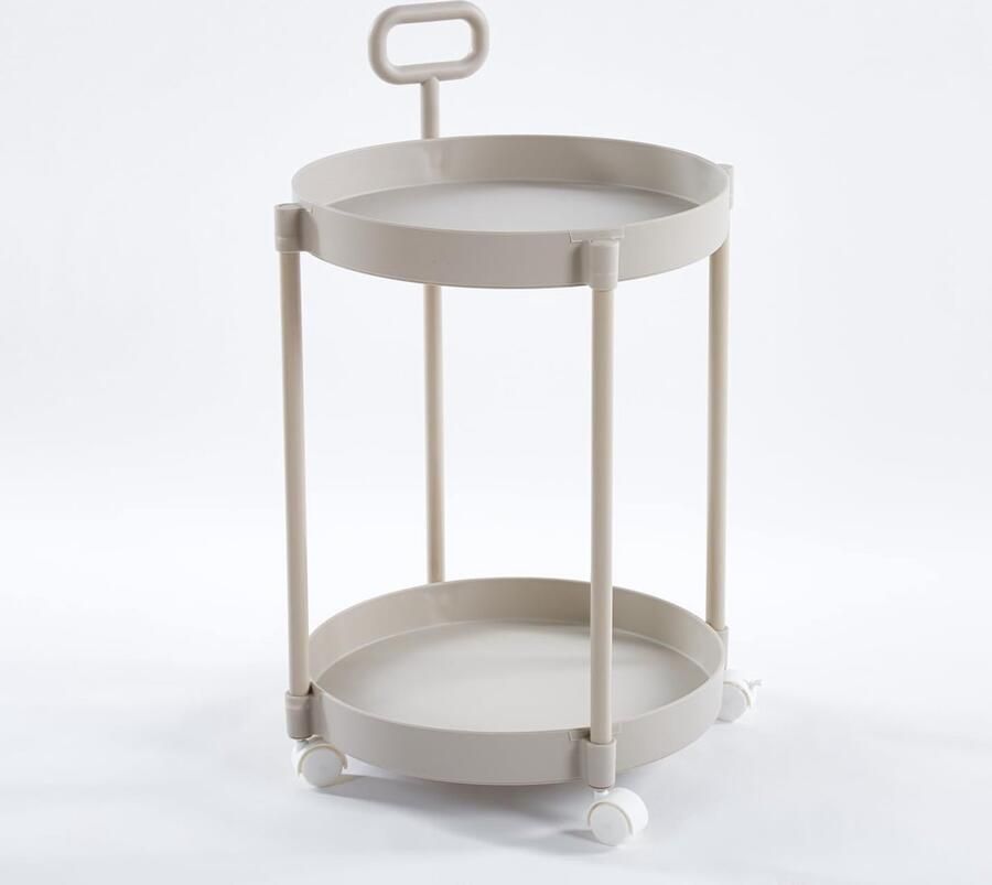 Inovra Moderne Ronde Bijzettafel met Wielen en Handgrepen voor Flexibel Gebruik in Huis of Kantoor