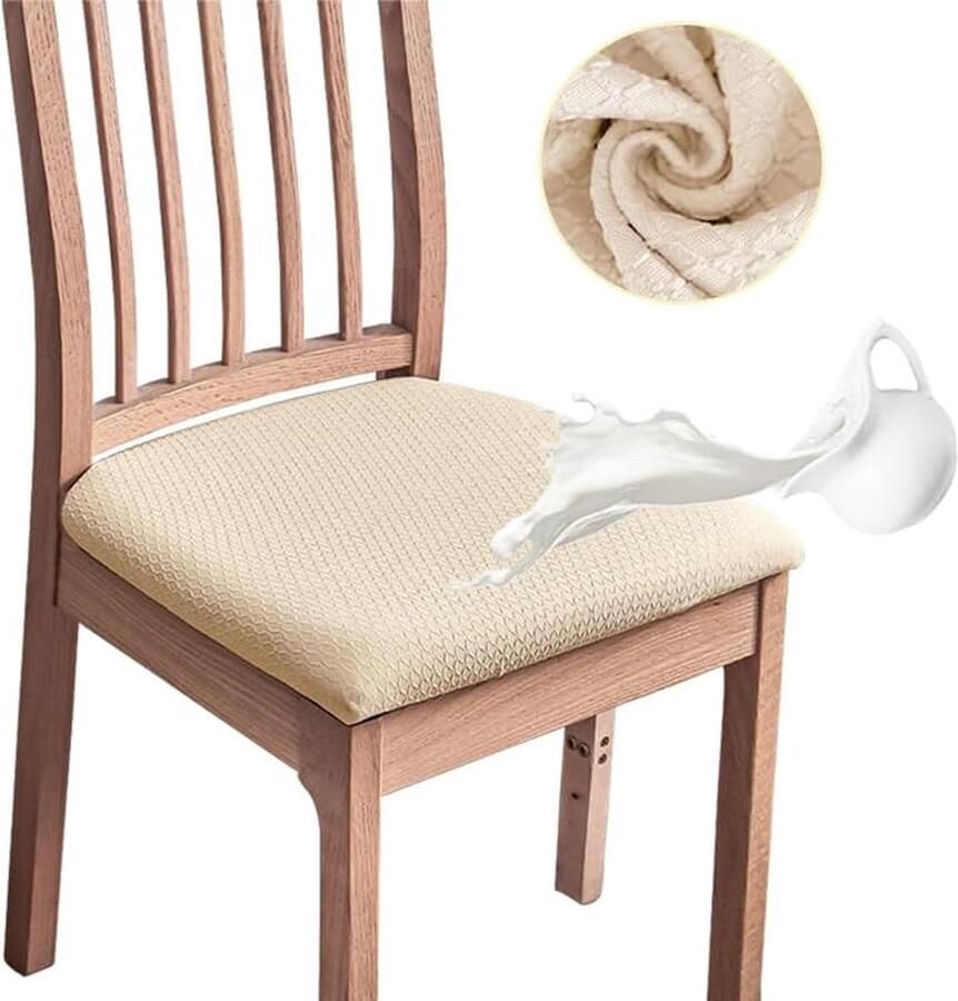 Inovra Modieuze en Waterdichte Stoelhoezen voor Eetkamerstoelen in Set van 4 Beige