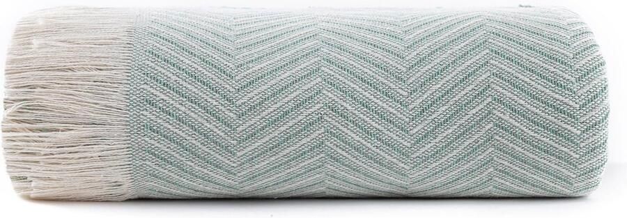 Inovra Multifunctionele bedsprei sprei voor bed banksprei Jarapas visgraatmotief (180 x 260 cm groen)