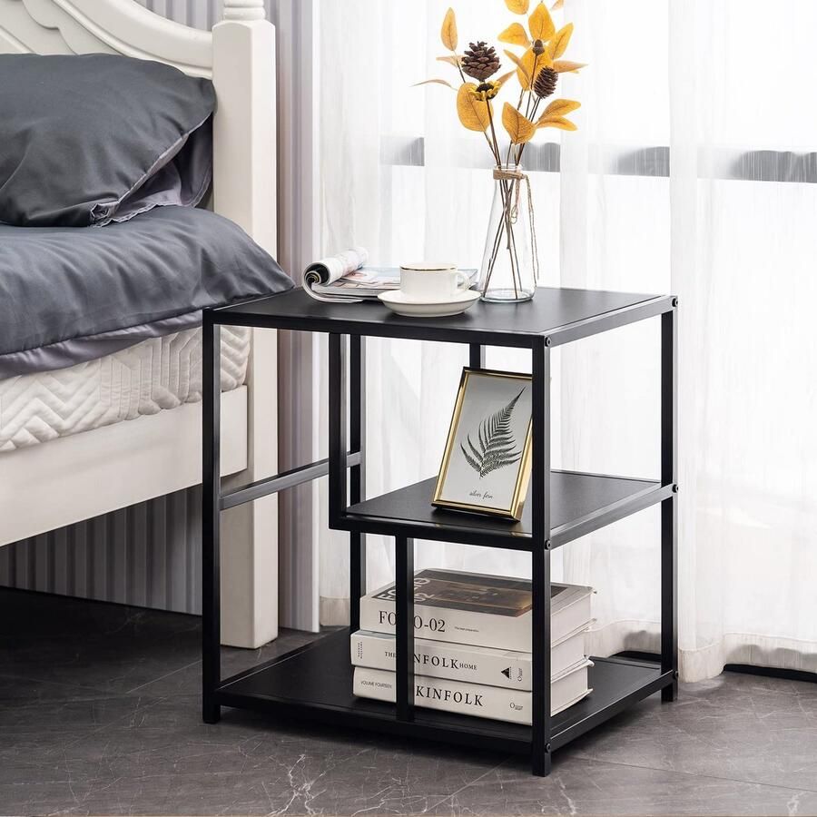 Inovra Multifunctionele Bijzettafel met Drie Lagen voor Woonkamer Slaapkamer en Kantoor