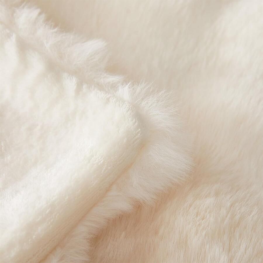 Inovra Pluche knuffeldeken donzige deken superzachte knuffelige donzige dekbedden 1200 GSM konijnenimitatiebontdeken lichtgewicht dekens warme knuffeldeken voor bank bed sofa (B 100 x L 160 cm wit)