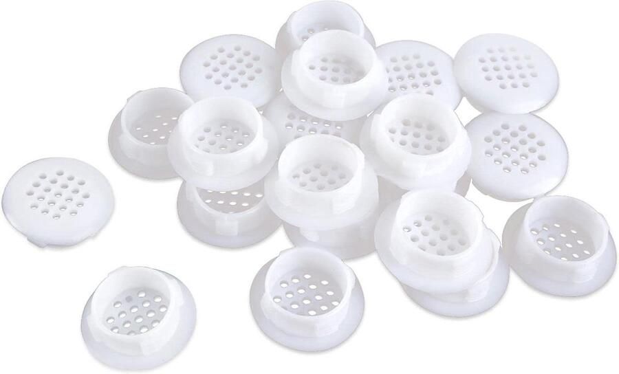 Inovra Plus Ventilatiehoezen voor Schoenkasten 20 Stuks met Ronde Plastic Ventilatiegaten Enkellaagse Meubelkast Kledingkast Lade Luchtcirculatie 30 mm