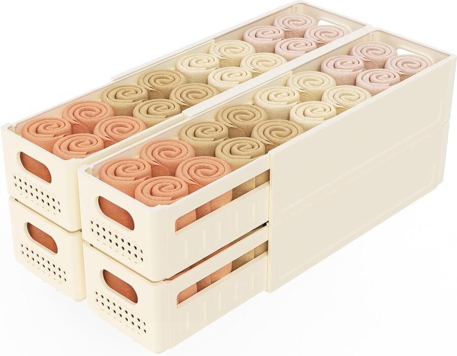 Inovra Praktische Set van 4 Uittrekbare Opbergdozen met Handgrepen voor Ruimtes