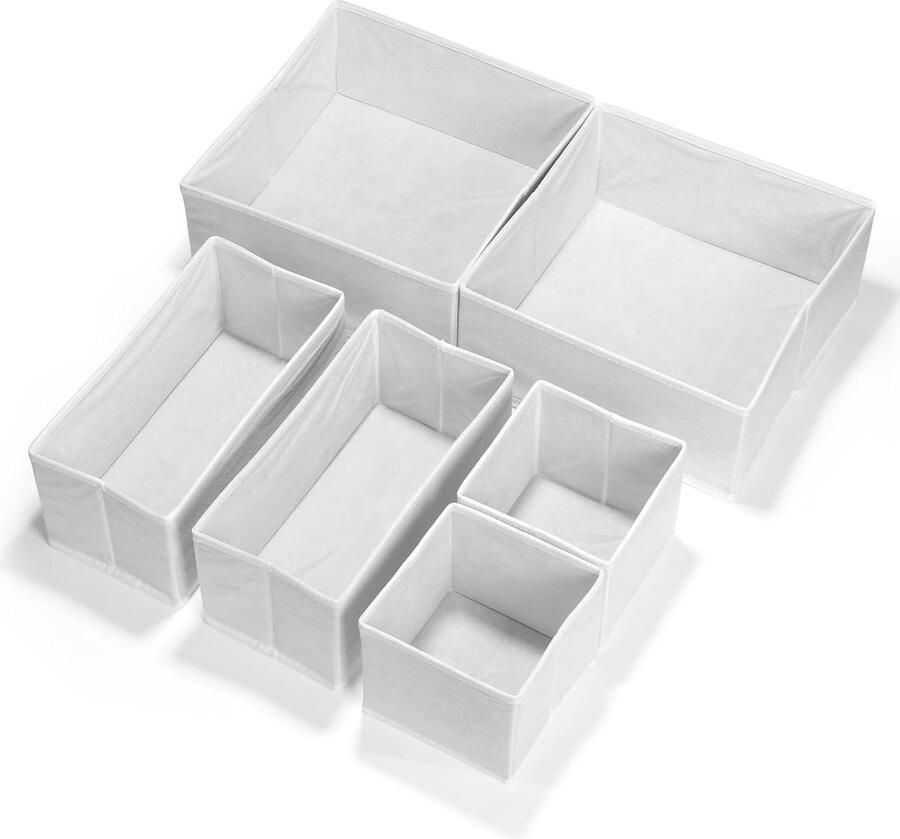 Inovra Praktische Set van 6 Opvouwbare Lade Organisers voor Kast- en Kledingopslag in Maten