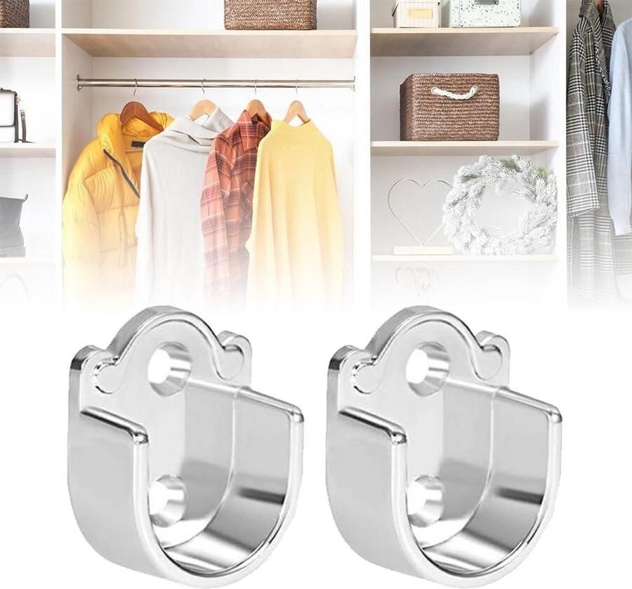 Inovra Ronde buishouder voor douchegordijnstang 19 mm 2 stuks Kledingkast stanghouder U-vormige stangen flenset