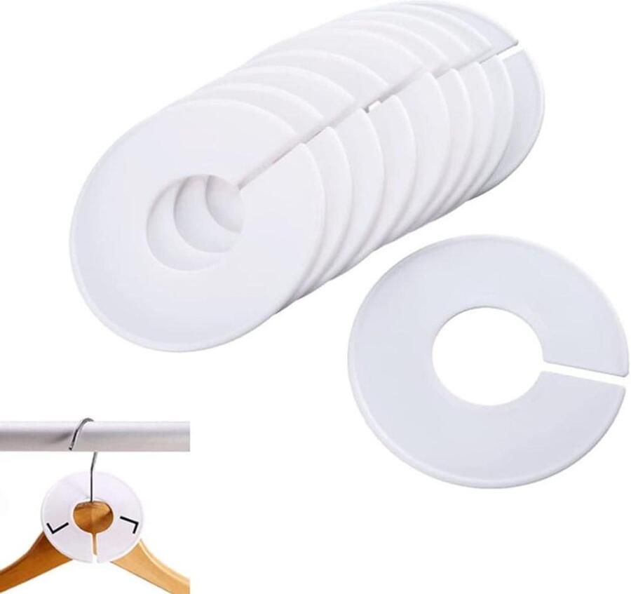 20 Stuks Witte Ronde Kleding Maat Verdelers Kledingkast Hanger Separator Kast Organizer voor Thuis en Winkel 35 Inch Lang
