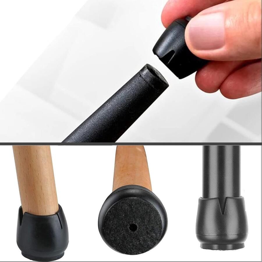 Inovra Rubberen Stoeldoppen en Vloerbeschermers voor Ronde Stoelpoten van 12-16mm Set van 32 Stuks