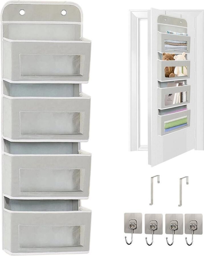 Inovra Ruime Hangende Organizer met Vier Grote Vakken voor Deur of Muur