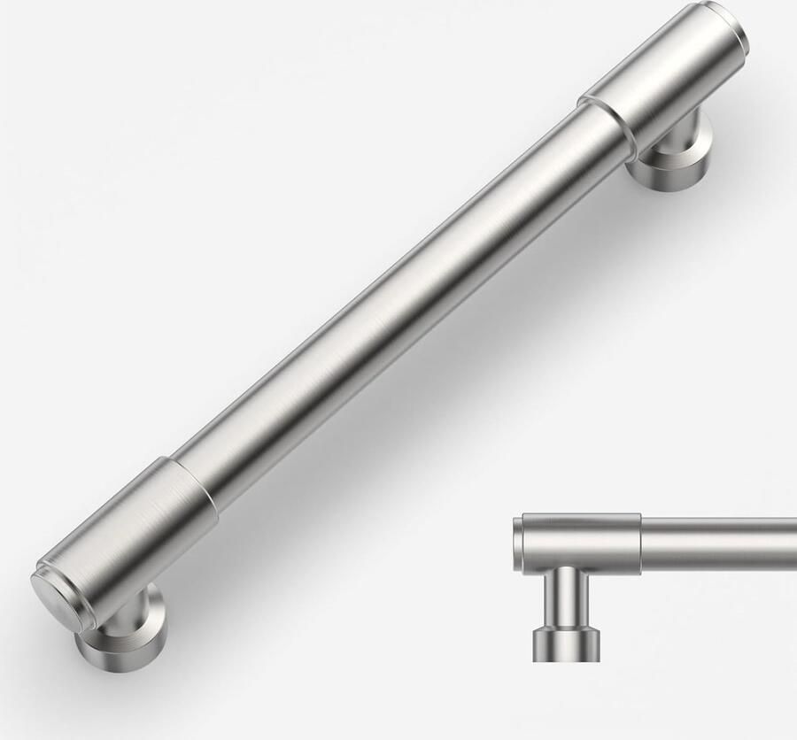 Inovra Set van 10 Elegante Meubelgrepen in Geborsteld Nikkel voor Keuken en Kasten Met 128 mm Gatafstand