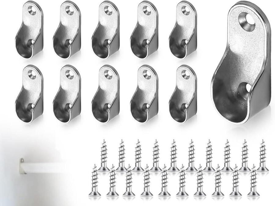 Inovra Set van 10 kledingstanghouders van zinklegering voor kastbuishangers