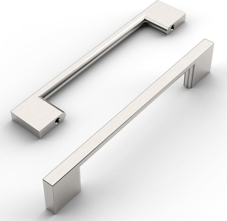 Inovra Set van 10 Moderne Kast- en Deurgrepen van Geborsteld Nikkel 128 mm Gatafstand