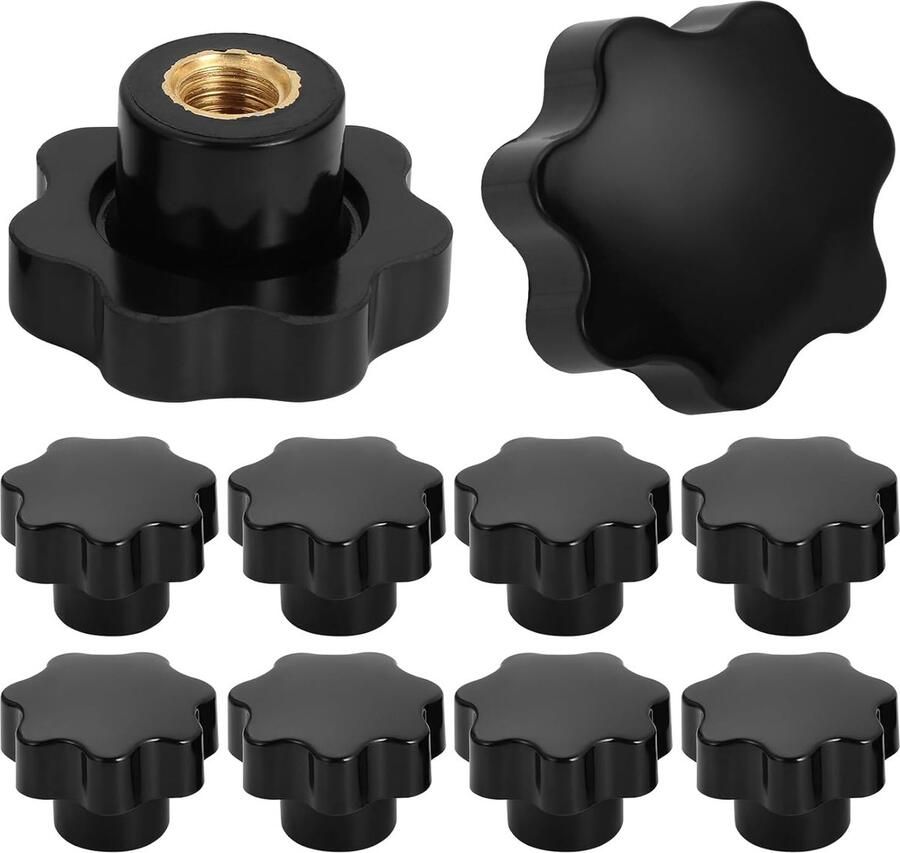 Inovra Set van 10 Stervormige Gripmoeren voor Mechanische en Industriële Apparatuur met Interne Draad M12