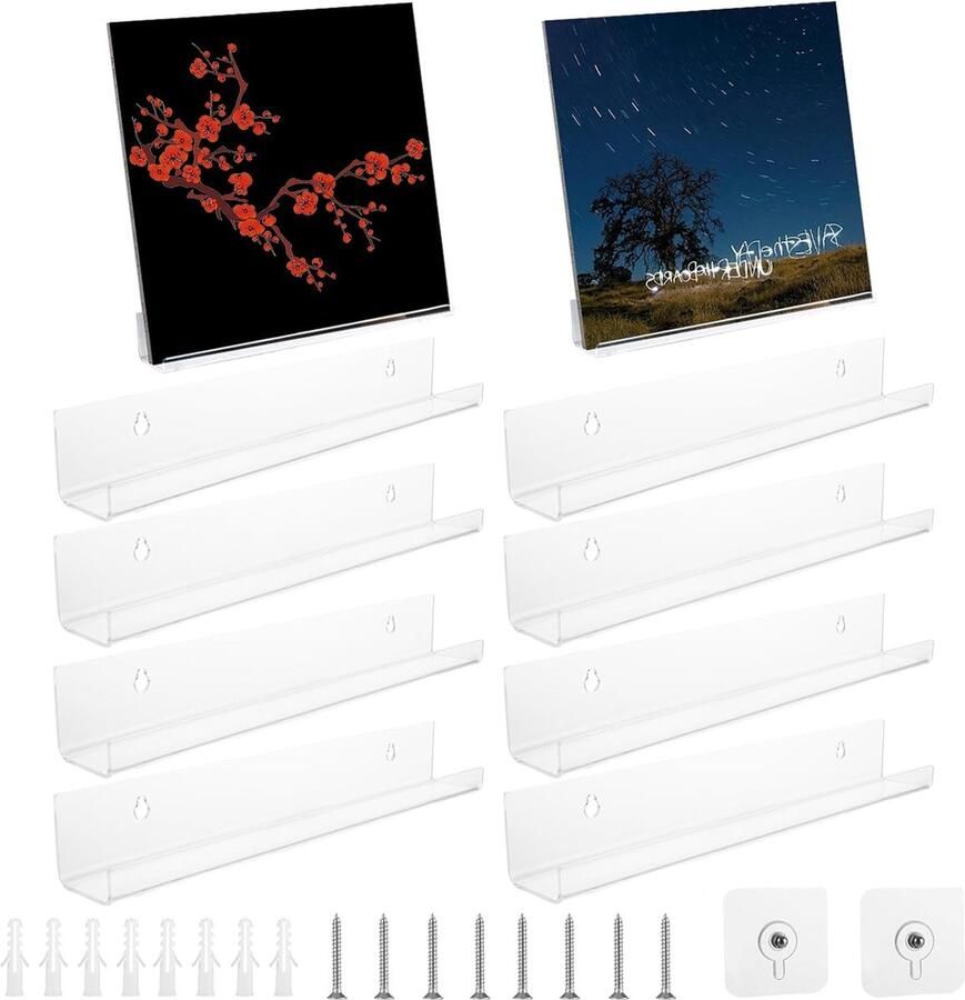 Inovra Set van 12 Muurbevestigingen voor Vinylplaten Stijlvolle Opslag en Presentatie