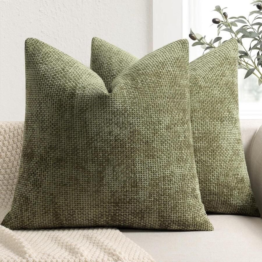 Inovra Zachte Kussensloop 50x50 Set van 2 Chenille Kussenhoezen Decoratieve Kussens Zacht Kussenhoezen voor Bank en Woonkamer Luxe Woondecoratie