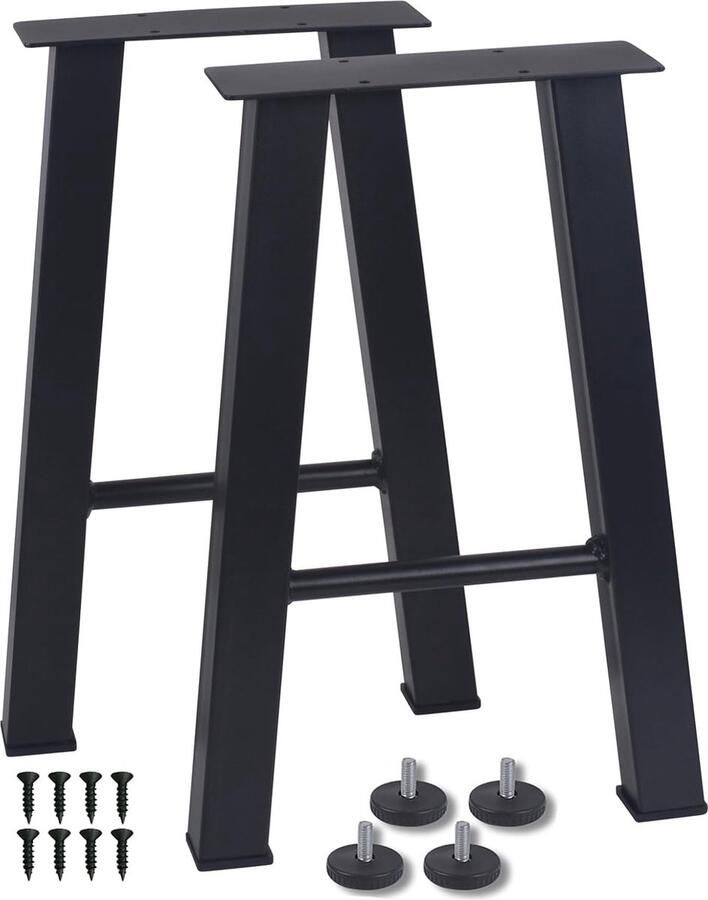 Inovra Set van 2 Metalen Tafelpoten voor Koffietafel of Bank 41cm Hoog met Schroeven en Vloerbeschermers
