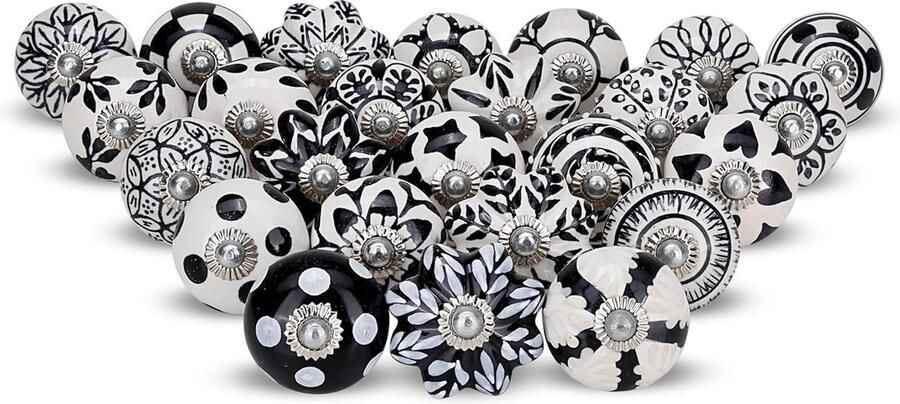 Inovra Set van 25 Decoratieve Keramische Knoppen voor Kasten en Laden in Boho Stijl