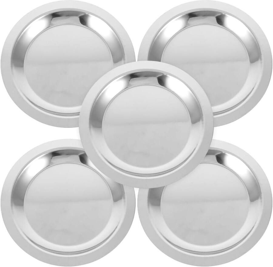 Inovra Set van 5 roestvrijstalen wijnflessenonderzetters voor keukentafel en eetkamer