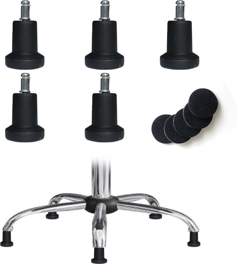 Inovra Set van 5 Zelfklevende Viltglijders voor Kantoor- en Thuisstoelen Vervangende Stoelglijders