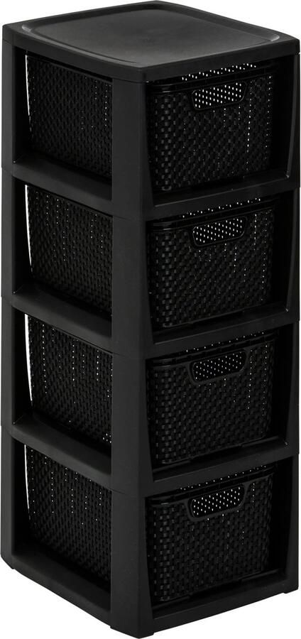 Inovra Stijlvol Opbergmeubel Met Rotan Uiterlijk En Vier Ruime Mandjes Voor Elke Kamer