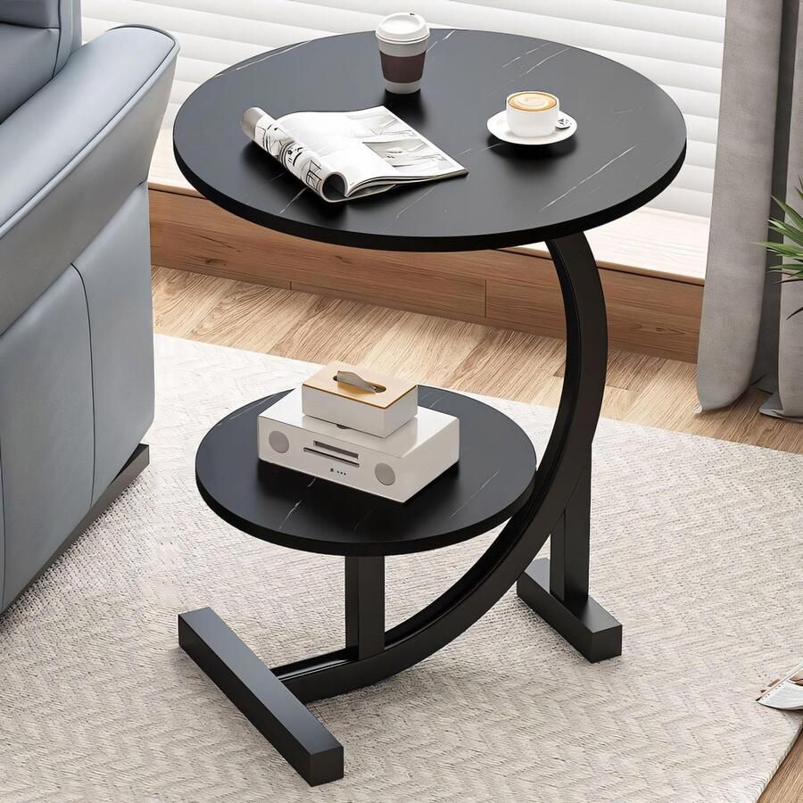 Inovra Stijlvolle C-vormige Bijzettafel met Modern Ontwerp en Veelzijdige Functies voor Elke Ruimte