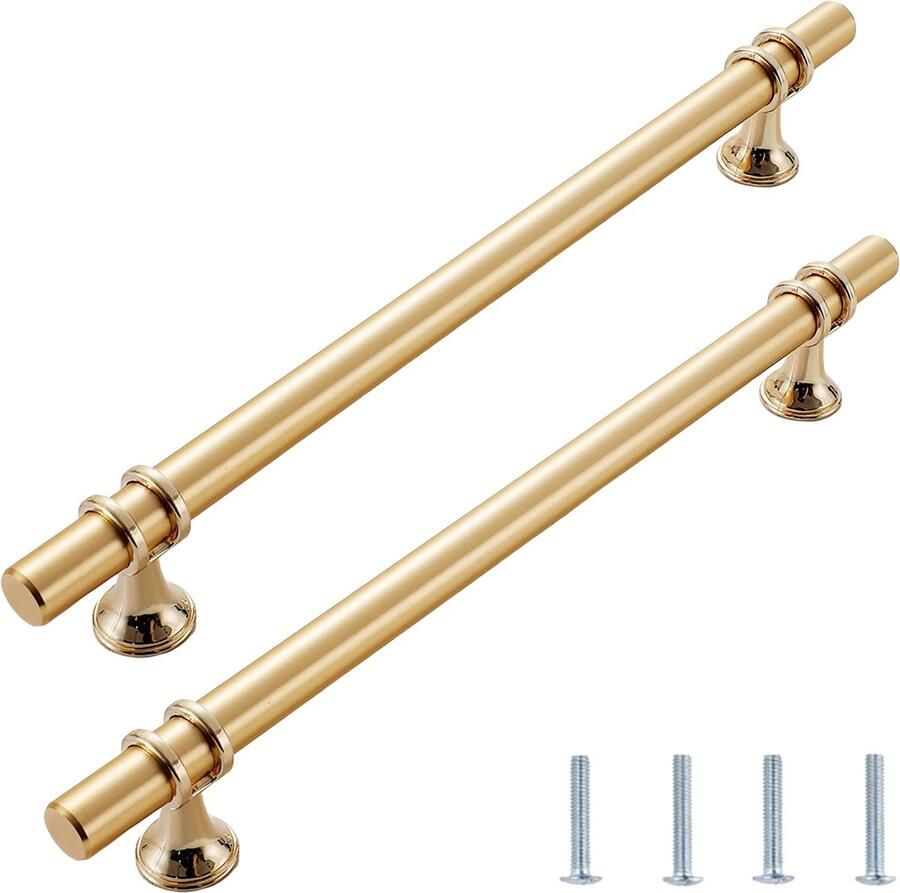 Inovra Stijlvolle en Moderne Goudkleurige Handgrepen voor Meubels en Kasten 192 mm Gatafstand