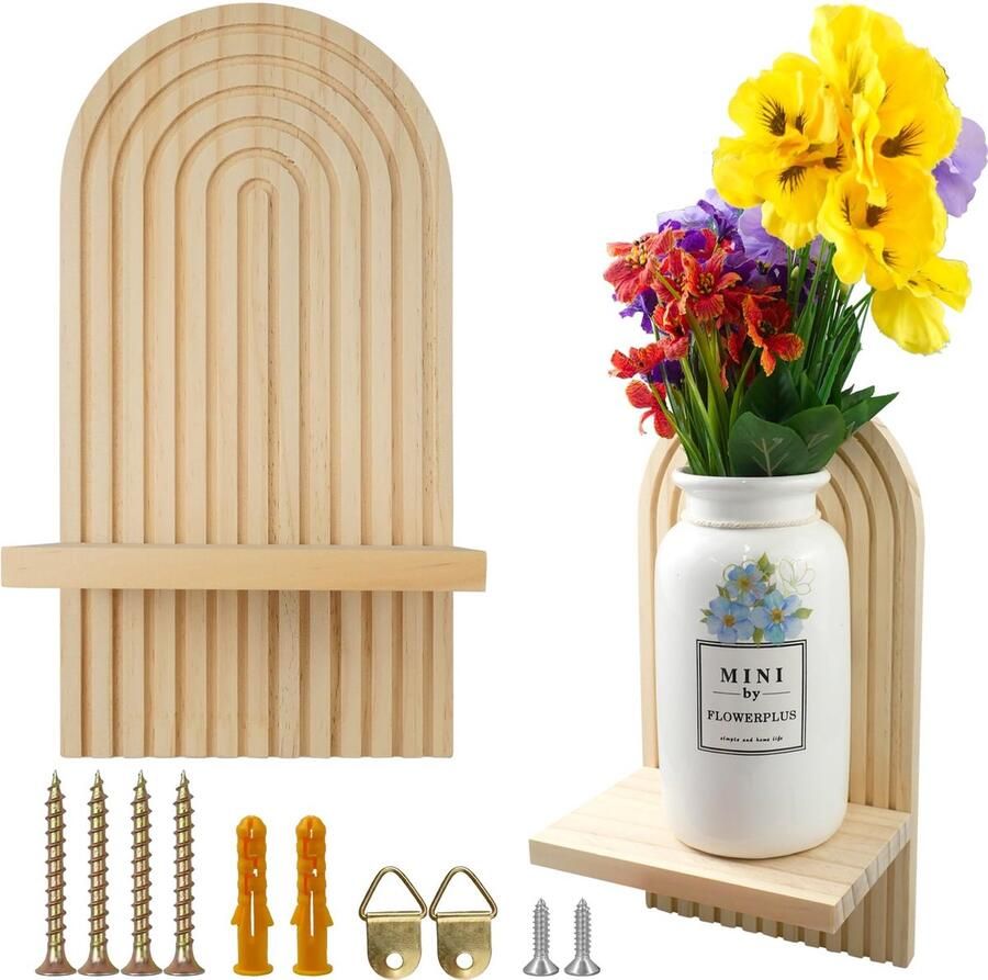 Inovra Stijlvolle Houten Boho Wandplanken voor Sfeervolle Interieurs Geschikt voor Elke Ruimte