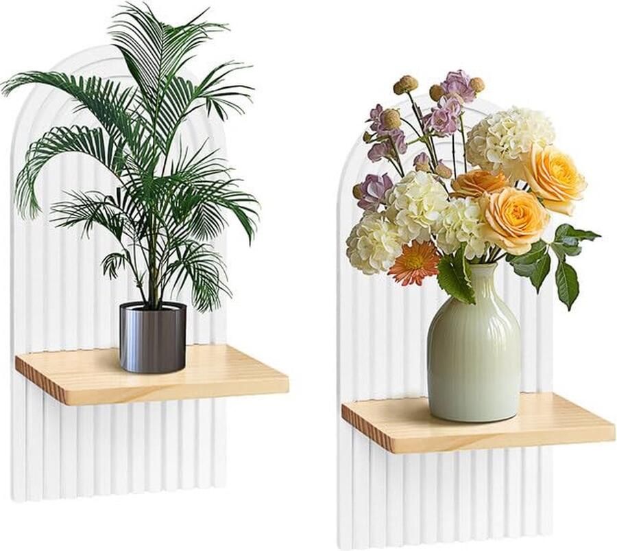 Inovra Stijlvolle Houten Boho Wandplanken voor Unieke Decoratie in Woonkamer en Kantoor