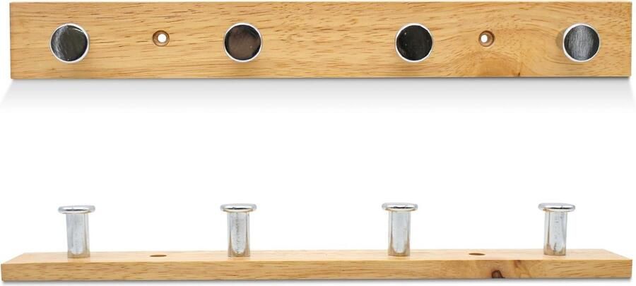 Inovra Stijlvolle Houten Wandkapstok met Vier Verstelbare Haken voor Elke Kamer