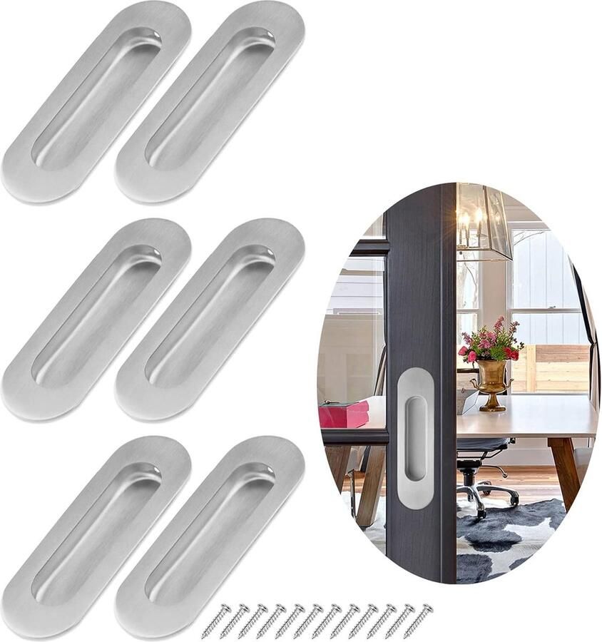 Inovra Stijlvolle Inbouw Handgrepen van Roestvrij Staal voor Toepassingen in Huis Set van 6