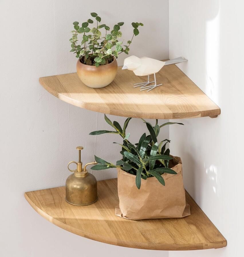 Inovra Stijlvolle Massief Eiken Hoekplanken Set voor Functionele Wanddecoratie