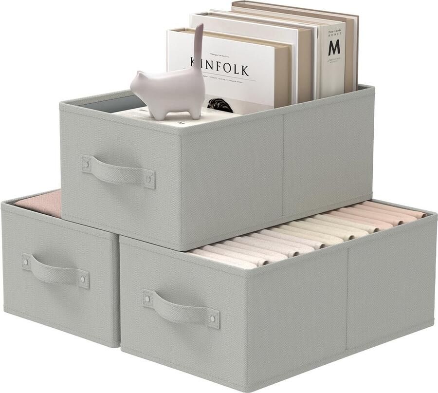 Inovra Stijlvolle Opvouwbare Opbergdozen Set van 3 met Versterkte Handvatten voor Opslagbehoeften