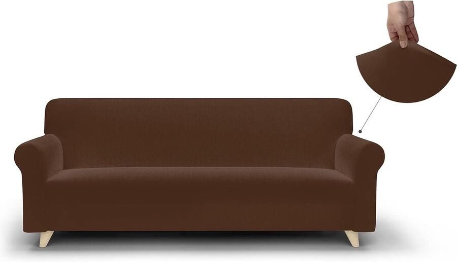 Inovra Stijlvolle Rekbare Hoes voor Driezitsbanken in Bruin Polyester