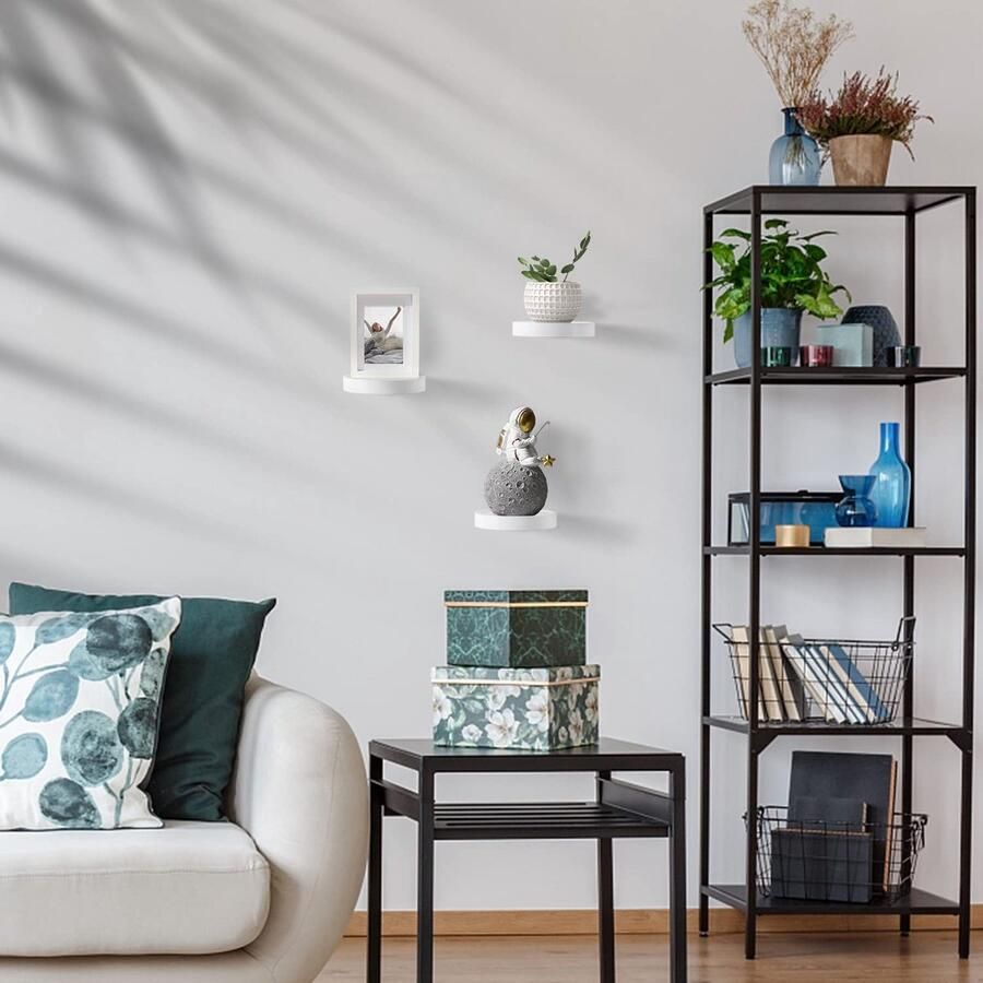 Inovra Stijlvolle Ronde Houten Wandplanken Set van 3 voor Moderne Interieurdecoratie