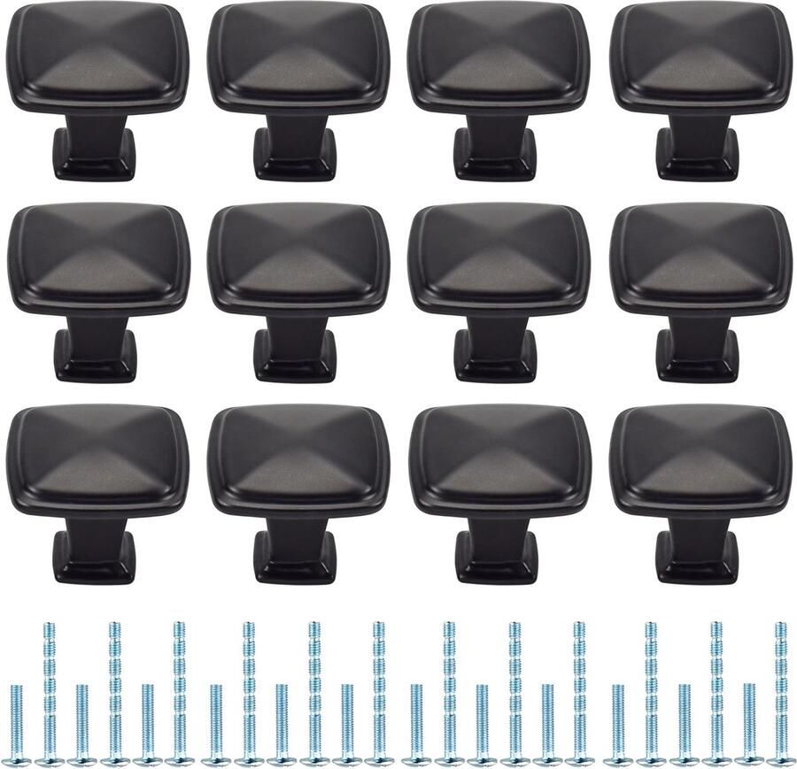 Inovra Stijlvolle Set van 12 Kastknoppen voor Meubeltoepassingen in Zwart