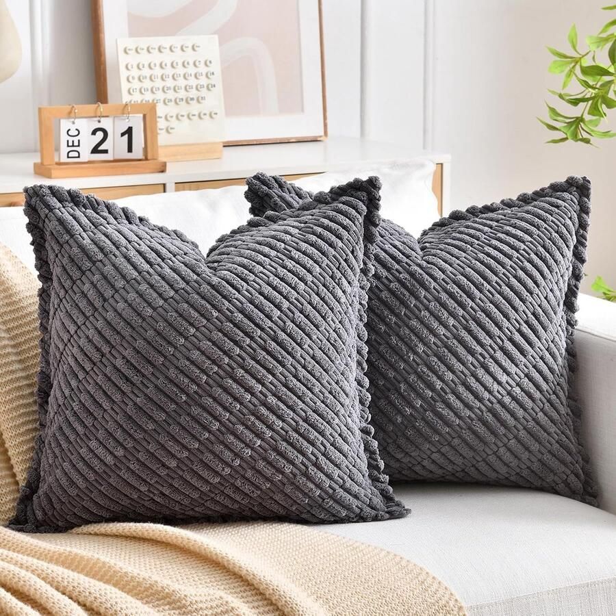 Inovra Stijlvolle Set van 2 Corduroy Kussenhoezen voor Bank en Stoel
