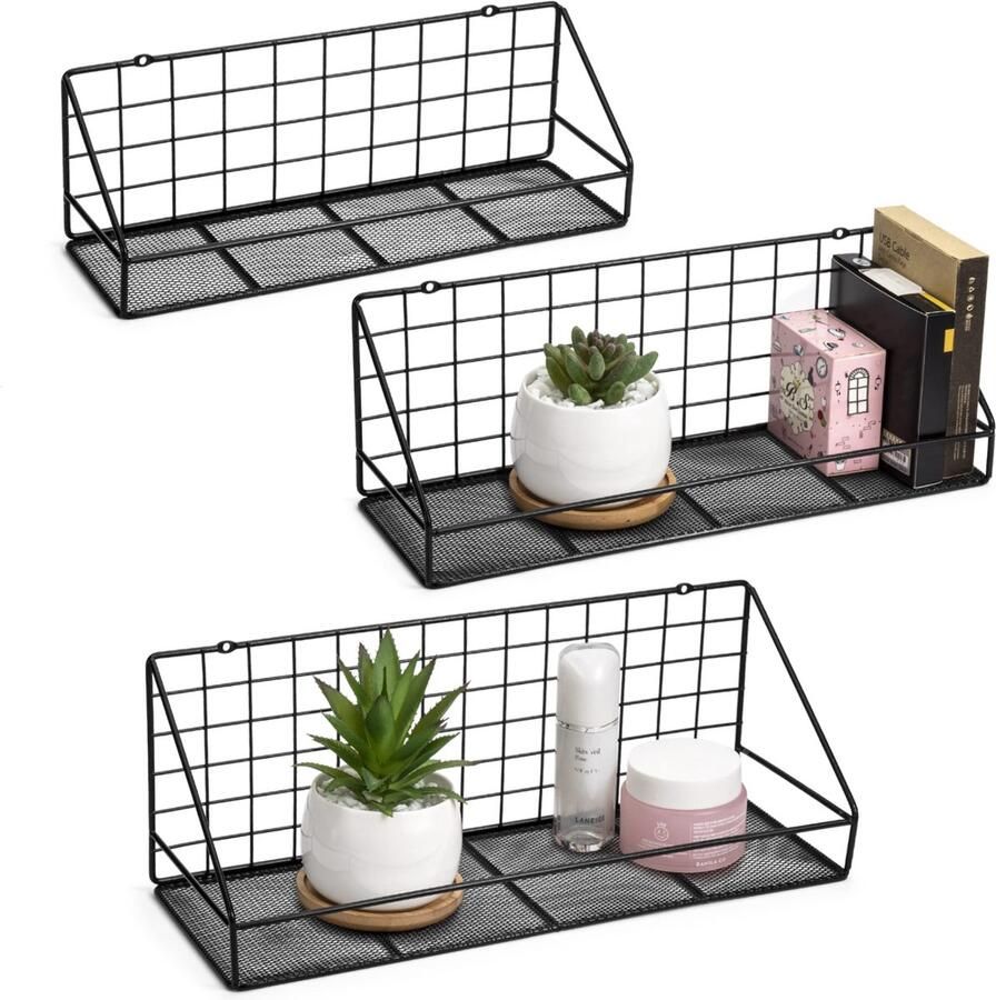 Inovra Stijlvolle Set van 3 Zwevende Wandplanken voor Ruimtes in Huis en Kantoor