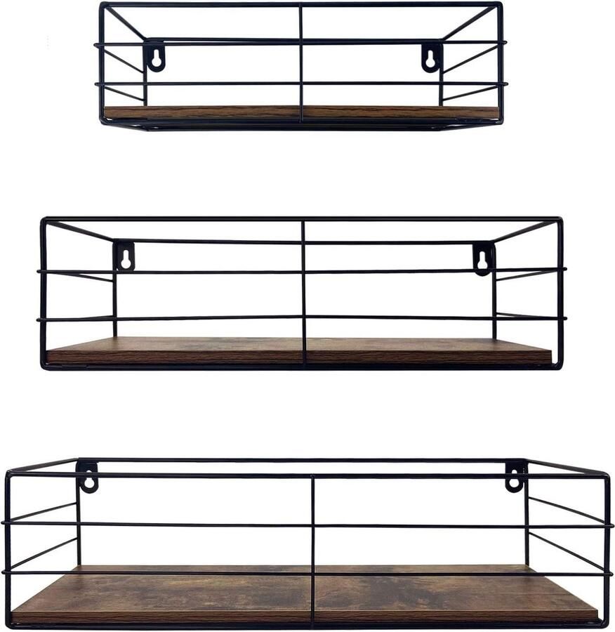 Inovra Stijlvolle Set van Drie Zwevende Wandplanken voor Elke Ruimte