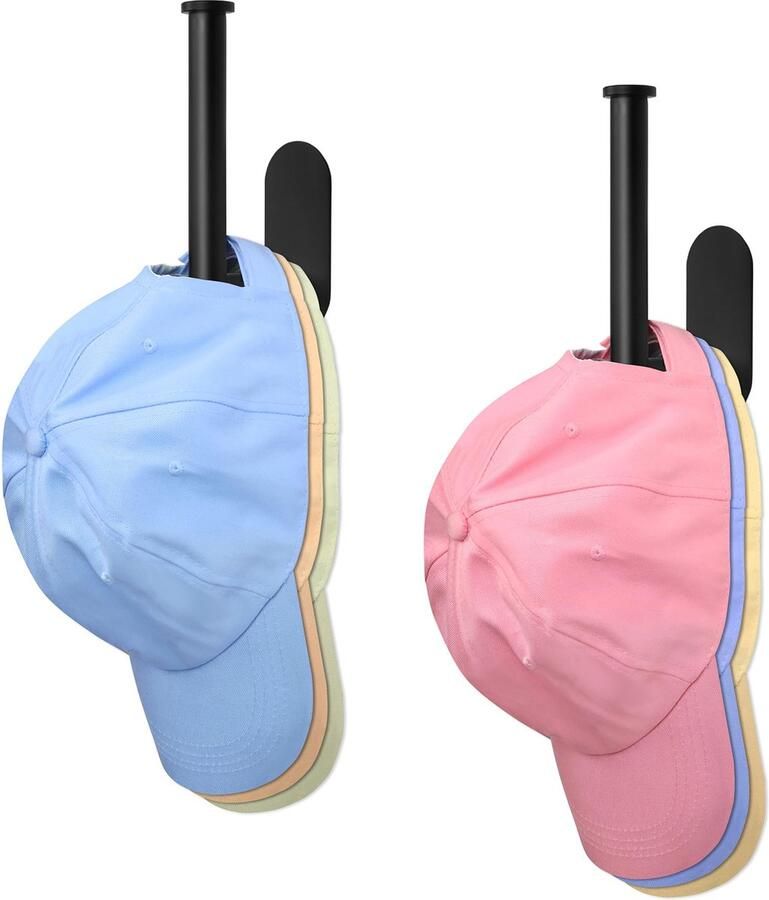 Inovra Stijlvolle Wandhouder Set voor Petten en Accessoires Zelfklevend en Roestvrijstaal Matzwarte Afwerking